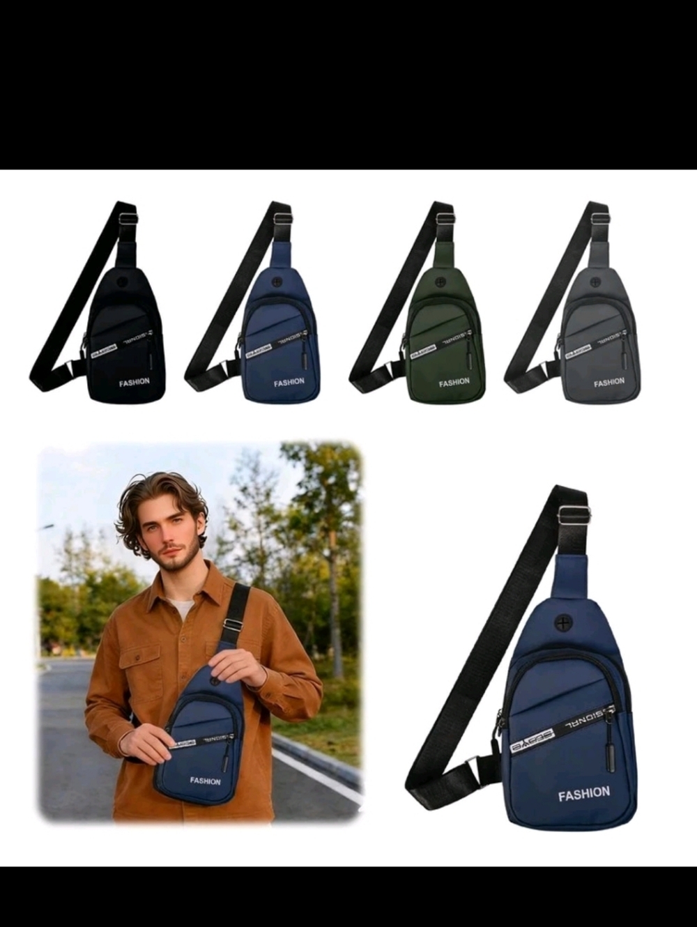 Men's Navy Sling Crossbody Bag